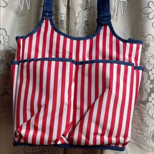 Striped Red and Blue Lighthouse Tote Bag